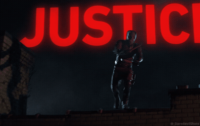 Man In Daredevil Suit Jumping Before Justice GIF