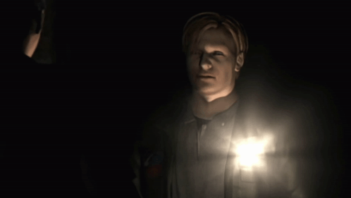 Man In Dark Room Holding Flashlight GIF