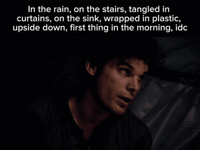 Man In Dark Room In The Rain On The Stairs Tangled In Curtains GIF
