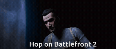 Man In Dark Room Saying Hop On Battlefront 2 GIF