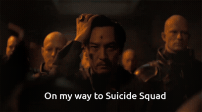 Man In Dark Room Saying On My Way To Suicide Squad GIF