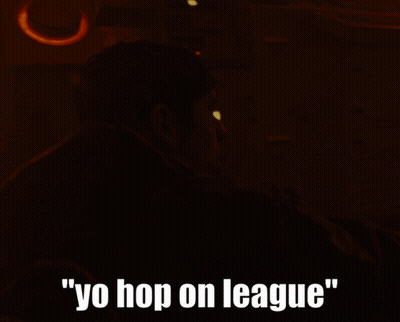 Man In Dark Room Saying Yo Hop On League GIF