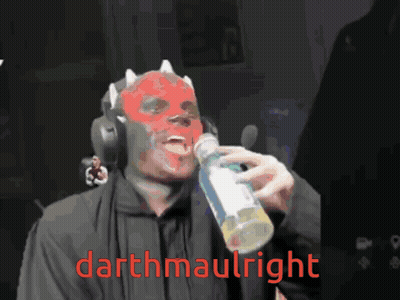Man In Darth Maul Costume Drinking Bottle GIF