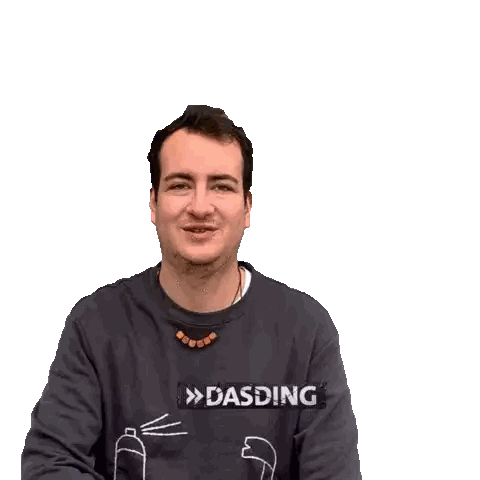 Man In Dasding Sweatshirt Smiling And Waving Sticker