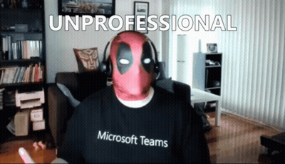 Man In Deadpool Mask And Microsoft Teams T-Shirt GIF