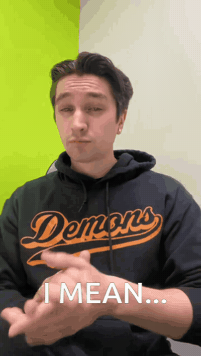 Man In Demons Hoodie Signing I Mean GIF