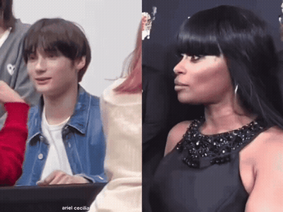 Man In Denim Jacket And Woman In Black Dress GIF