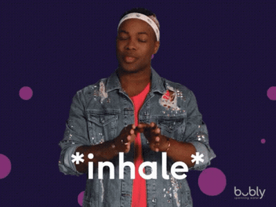 Man In Denim Jacket Meditating Exhale GIF