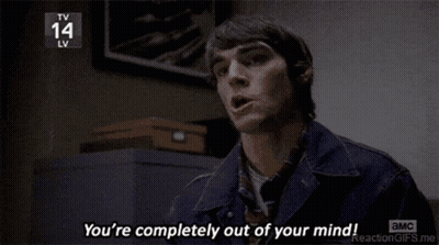 Man In Denim Jacket Saying You're Completely Out Of Your Mind GIF