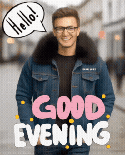 Man In Denim Jacket With Fur Collar Says Good Evening GIF