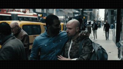 Man In Denim Shirt Hugging Another GIF