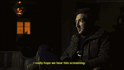 Man In Denim Shirt Talking To Another Man With Netflix Logo GIF