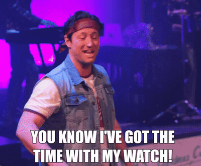 Man In Denim Vest And Headband Saying I Have The Time GIF