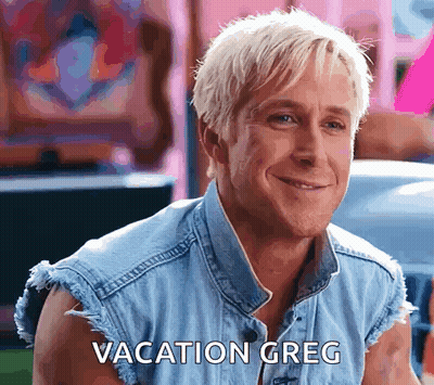 Man In Denim Vest Smiling Vacation Greg GIF
