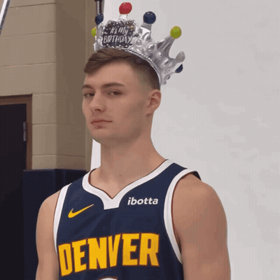 Man In Denver Jersey And Crown GIF