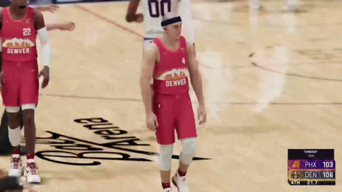 Man In Denver Jersey Walking On Court GIF