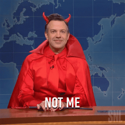 Man In Devil Costume Says Not Me GIF
