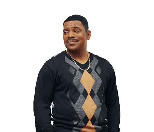 Man In Diamond Pattern Sweater With Chain Sticker