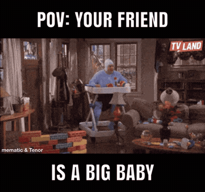 Man In Diaper Sitting In High Chair GIF