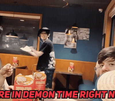 Man In Diner Saying We In Demon Time Right N GIF