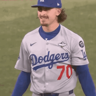 Man In Dodgers Jersey And Blue Hat GIF