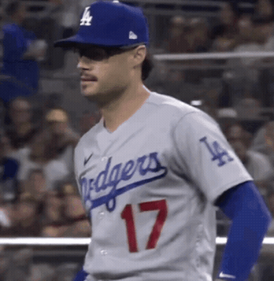 Man In Dodgers Jersey And Hat GIF