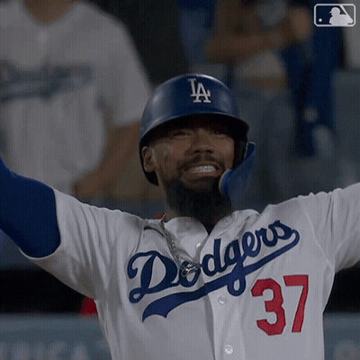 Man In Dodgers Jersey And Helmet GIF