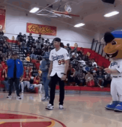 Man In Dodgers Jersey Dancing GIF