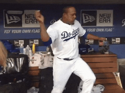 Man In Dodgers Jersey Dancing GIF