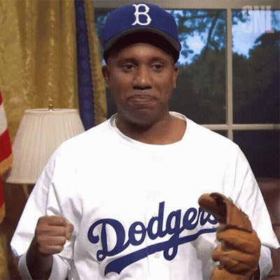 Man In Dodgers Jersey Holding Baseball Glove GIF