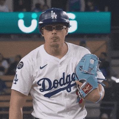 Man In Dodgers Jersey Holding Glove GIF