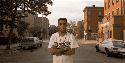 Man In Dodgers Jersey On Street GIF