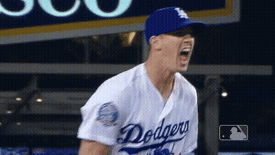 Man In Dodgers Jersey Screaming GIF