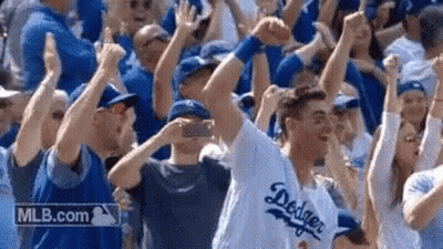 Man In Dodgers Jersey Taking Photo GIF