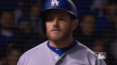 Man In Dodgers Uniform And Helmet GIF