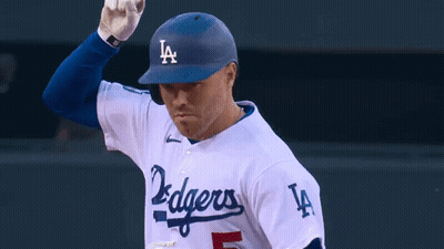 Man In Dodgers Uniform Holding Helmet GIF