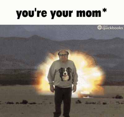 Man In Dog Sweater Saying You're Your Mom GIF