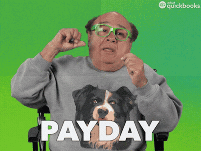 Man In Dog Sweater Throwing Money Saying Payday GIF