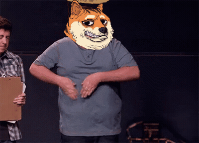 Man In Doge Mask And Man With Clipboard GIF