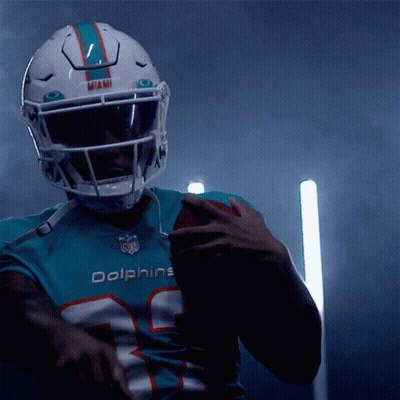 Man In Dolphins Jersey Holding Football GIF