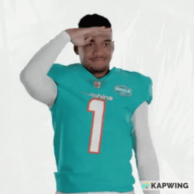 Man In Dolphins Jersey Number 1 Saluting GIF
