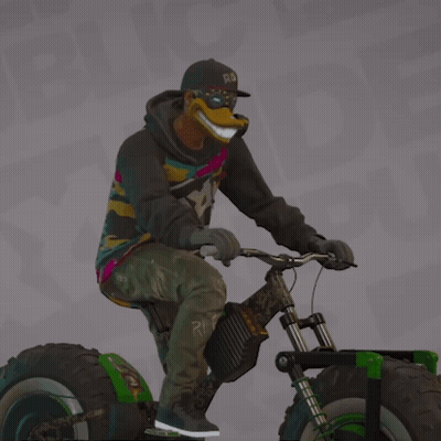 Man In Duck Mask Riding Green Bike GIF