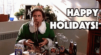 Man In Elf Costume Eating Spaghetti And Milk GIF