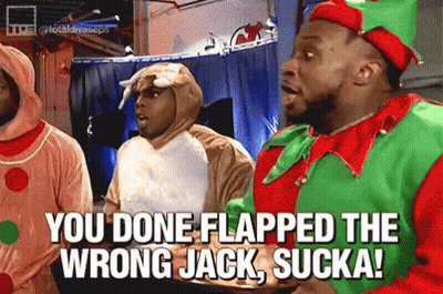 Man In Elf Costume Saying You Flapped The Wrong Jack GIF