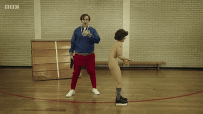 Man In England Shirt On Court With Whack On Floor GIF