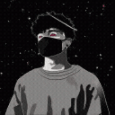Man In Face Mask And Hat Standing In Dark GIF