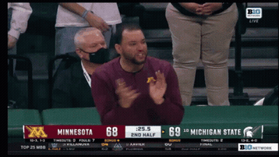 Man In Face Mask Watching Minnesota Vs Michigan State Basketball GIF