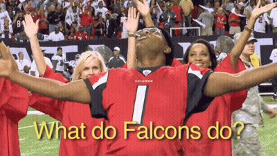 Man In Falcons Jersey Arms In Air GIF
