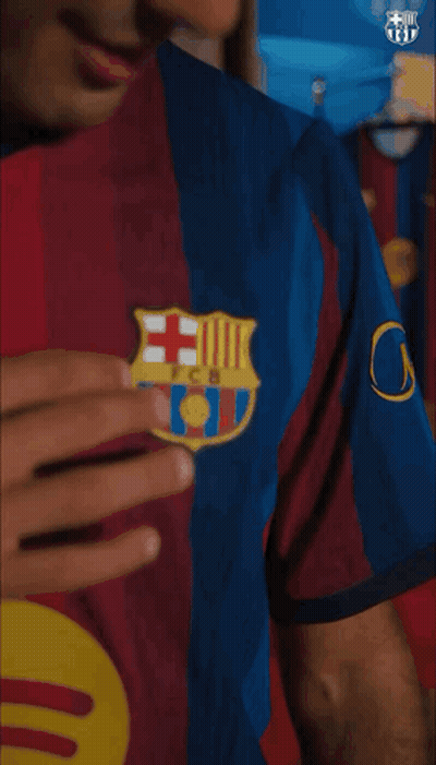 Man In FCB Jersey Hand To Chest GIF
