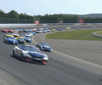 Man In FedEx Hat On Microphone Martinsville Sign GIF